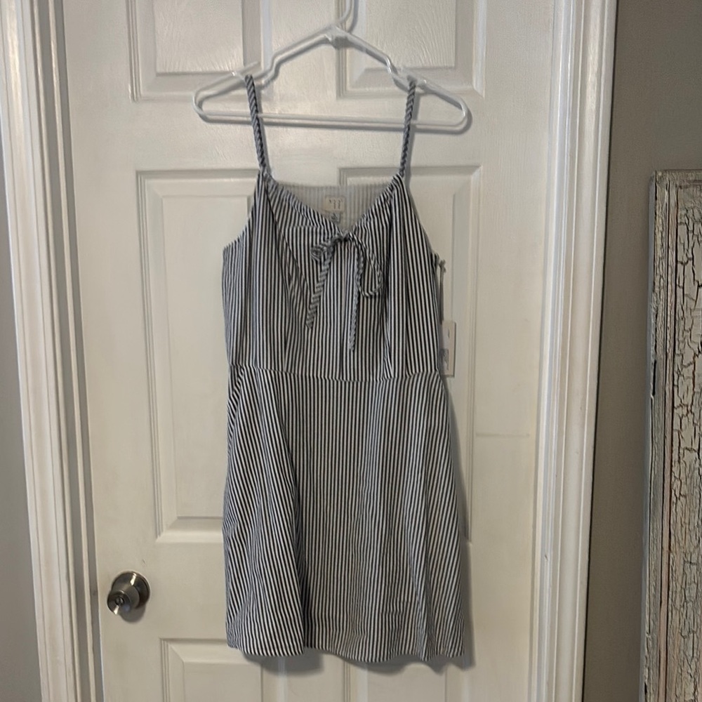 Strapless seersucker Striped Black and White Dress. New with tags. So cute!